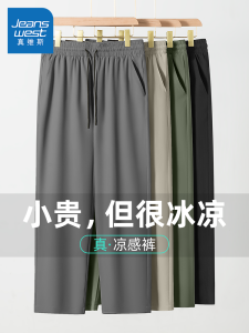 Quần Dài Nam True Weave Ice Silk Co Giãn Cao Quần Thể Thao Ống Đứng Quần Dài Thường Ngày Thoáng Khí Mùa Hè Quần Dài Ống Đứng