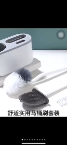 combo 3 cọ vệ sinh toilet kèm khay đựng bàn chải chà rửa đa