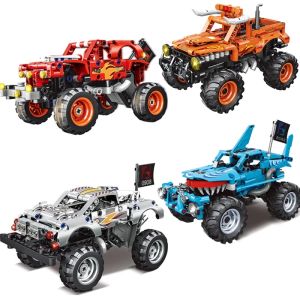 New Pull Back Blazed Monster Technische Car Monster Jam Bouwstenen Max-D Auto Giant Getande Shark El Toro Loco Bull Truck Bricks kids Birthday Gift Speelgoed