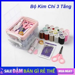 Bộ Kim Chỉ Đa Năng May Vá 3 Tầng 20 Chi Tiết - Hộp Kim Chỉ Kéo Kim Băng Thước Dây Xâu Kim Đủ Size Tiện Dụng