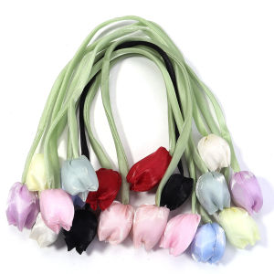 5pcs/lot Tulip Flower Silk Ribbons For Jewelry Making DIY Women Girls Hair Ribbon Headwear Shoelace Clothes Sewing Accessories