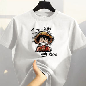 Bandai | One Piece Luffy Character Print Pure Cotton T-Shirt Anime Short Sleeve Loose Top