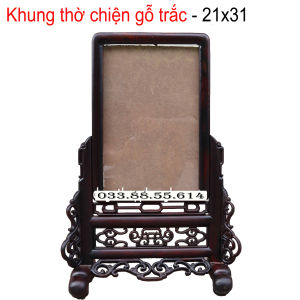 Khung hình thờ chiện trơn cong gỗ trắc cỡ ảnh 21x31