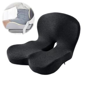 Memory Foam One-piece Seat Cushion Backrest Office Chair Cushion Massage Lumbar Support Pain Relief Breathable Car Butt Pad