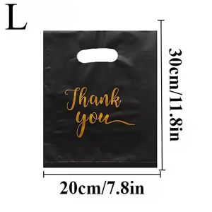 50/100 Chiếc Túi Quà Tặng Bằng Nhựa Màu Đen Túi Cảm Ơn Cho Siêu Thị Cửa Hàng Quần Áo Boutique Mua Sắm Thân Thiện Với Môi Trường Có Thể Gập Lại