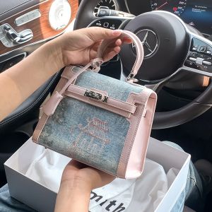 TAMATHA New Chinese Style National Trend Retro Embroidery Handbag 2025 Fashion Elegant Kelly Crossbody Bag Soft PU Leather