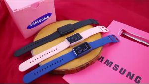 Paket Box Exclusive + Paperbag / Jam Tangan Samsung Persegi Panjang LED VA-947DA / Jam Tangan Fashion Wanita Tali Rubber Diameter 26 cm