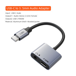 Cabletimes | CABLETIME PD60W Fast Charger Adapter USB C to 3.5mm Audio hub USBC Headphone Charger 2-in-1 jack Adapter Hi-Fi for iPhone Xiaomi