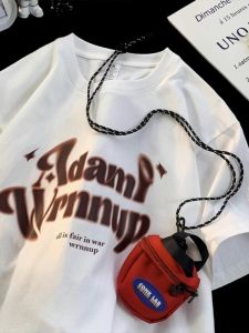 Summer 2025 Mens Loose Fit American Style Short Sleeve T-Shirt Pure Cotton Breathable Casual Top Trendy Brand Youth Fashion