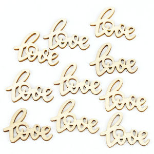 (50 Pieces/bag)3x4cm Hand Painted Love Letter Wooden Pieces Holiday Valentines Day Venue Decoration Room