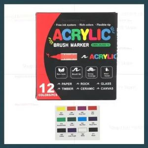 oein | 12-36 Colors Acrylic Paint Pen Markers Acrylic Felts Brush Tip Paint Markers For Wood Rock Painting Canvas Gift DIY Crafts