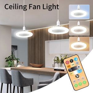 E27 LED Fan Light with Remote Control 3 Color Adjustable 85-265V for Kitchen Bedroom 2-in-1 Summer Cooling Lighting Tool