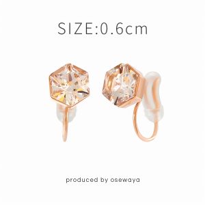 Osewaya Clip-On Earrings No Piercing Required Elegant Small Size Diamond Embedded Simple Design Luxury Feelings Jewelry