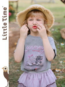 Cute Cat Print Girls T-shirt Summer New