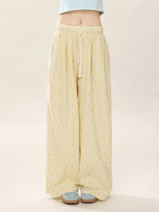 กางเกงขายาวทรงตรงลายจุด ENJOG สำหรับผู้หญิงในช่วงฤดูร้อน กางเกงขายาวทรงหลวมสบาย ๆ สไตล์ใหม่ กระดูกสันหลังกลาง