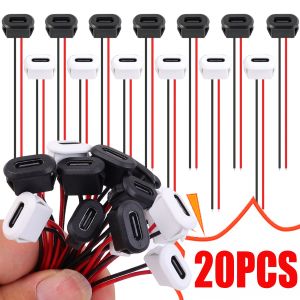 Pphha】ขั้วต่อแบบ2ขาสำหรับผู้หญิงขั้วต่อแบบฉีดแกนทองแดงกันน้ำได้หัวรถขั้วต่อ USB Type-C 20ชิ้นหัวฉีดชาร์จพอร์ตอัตโนมัติ