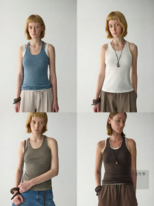 INSIS FEMME | Crisscross Ribbed Ramie Cotton Spring Slim Fit Halter Top Camisole