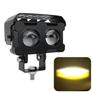 KEVANLY | 1/2PCS Motorcycle Spotlight 3 Inch White Yellow Double Lenses LED Pod Driving Work Light for Pickup Motorcycle Truck Offroad 12V