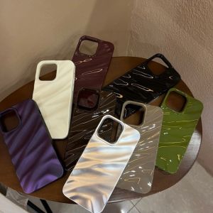 Luxury Glossy Wavy Wrinkled Soft Shockproof Phone Case For iPhone 17 Pro Max 11/XR 15 Pro Max 12 13 14 Pro Max X XS Max iPhone 16 Pro Max 7 Plus 8 Plus SE 2020 Phone Case Silicone Anti-fall Phone Casing Solid Color Phone Cover High quality New Design