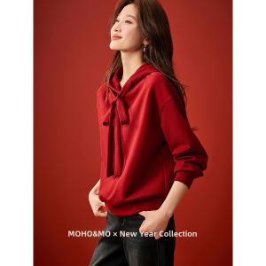 MOHANYIMEI | Loose Fashionable Skin-brightening Age-defying Festive Hooded Womens Sweatshirt