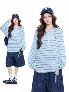 Stripe Color-block Casual Loose Long Sleeve T-shirt