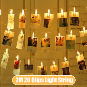 YESPERY 2m 20LED Valentines Day Photo Clip Lamp LED String Lights Battery Powered Holiday Party Wedding Decoration Fairy Lights