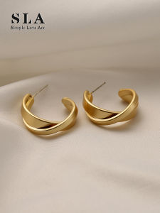 Simple Love ACC Private Gold Cable Stitch Best Selling Cross Fancy Cold Style Silver Pin Earrings Female