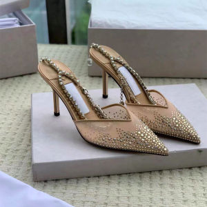 ฤดูร้อน ใหม่ เซ็กซี่ รองเท้าส้นสูงเพชรโซ่สุทธิน้องสาวเผ็ด เรียบหรู รองเท้าส้นสูงเลดี้ชี้นิ้วเท้ารองเท้าแตะแฟชั่นสําหรับหญิงสาว