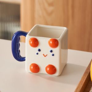 Cute Large Capacity Ceramic Mugs Couples Matching Cartoon Water Cups Milk Cups High Aesthetic Value Home Use Tea Diningware