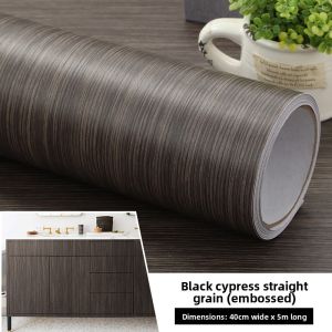 XIANXIANWUFANG | Waterproof Oil-Resistant Self-Adhesive Wood Grain Wallpaper Black Oak Straight Grain