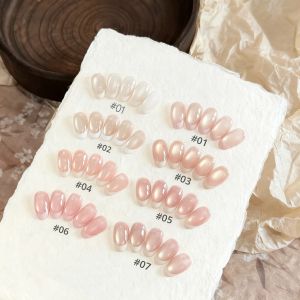 MIANEL 10 มล. 1-8 ชิ้น สีขาวฤดูหนาว ยาทาเล็บเจลแมวตาสีขาวมูนไลท์ คอลเลคชั่นใหม่ปี 2025 สีชมพูนู้ด