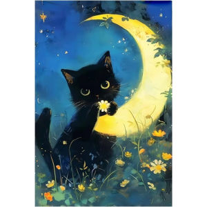 Cat with Moon Jigsaw Puzzle 500/1000/1200/2000PCS Dreamy Scene Focus Activity Leisure Time Gift