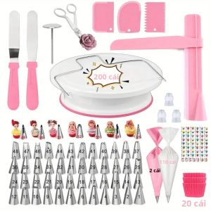 Bộ Dụng Cụ Trang Trí Bánh 200 Món Với 55 Đầu Phun Đế Xoay Bộ Dụng Cụ Làm Bánh Chuyên Nghiệp Thân Thiện Với Môi Trường Chất Liệu Nhựa