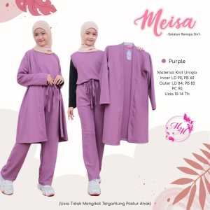 COD Setelan Atasan Dengan Outer Tunik Polos Dan Celana Panjang Remaja Perempuan 10-14T Meisa Set