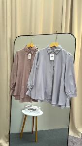 Kayla Kemeja Wanita Kerja Cewek Kuliah Kekinian Blouse Atasan Polos Lengan Panjang