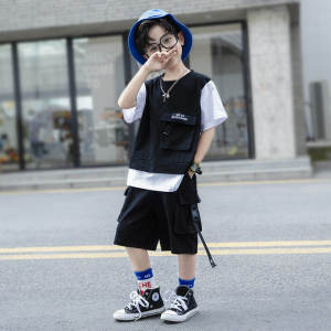 Boys Summer Outfit Set Stylish Fashionable Short Sleeve Two-Piece Suit Korean Style Cotton Blend Comfortable Breathable Clothing