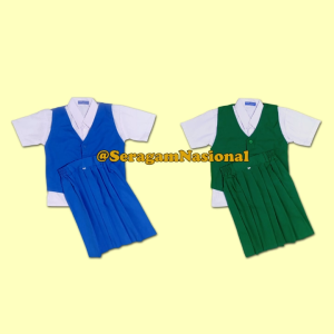 Setelan Seragam TK Anak Perempuan Warna Hijau Atau Benhur Biru