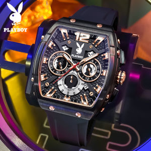 PLAYBOY Watch For Men Original Branded New Waterproof Original Silicone Multi-function Luminous Fashion Quartz