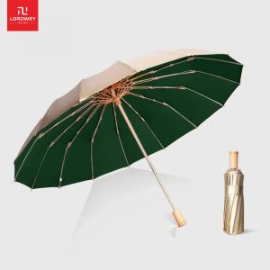 LORDWEY  16 Bone Umbrella Gold Glue Umbrella Sun Protection Uv Umbrella Men and Women Folding Rain Umbrella