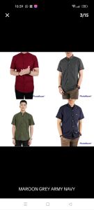 BRONSEN KEMEJA Polos Pria Lengan Pendek Bahan katun Kasual santai
