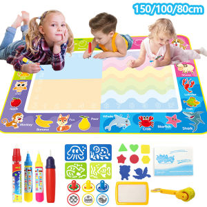 No Mess Kids Water Drawing Mat Doodle Coloring Board with Magic Pens & Stamps Educational Montessori Toy Gift for Boys Girls