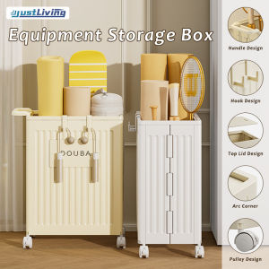 Justliving thể Thao Linh hoạt thiết bị tổ chức Xe đẩy khoảng cách kiểu kem gia dụng có bánh xe lưu trữ Thảm Yoga gia đình có thể gập lại phòng tập thể dục giá lưu trữ phòng giặt giỏ lưu trữ quần áo bẩn Có Nắp