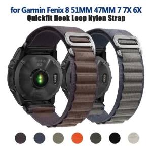22mm 26mm Hook Loop Nylon Strap for Garmin Fenix 8 51MM 47MM 7 7X 6X Pro 5X Plus Epix Smart Watch Band for Garmin Enduro/Tactix