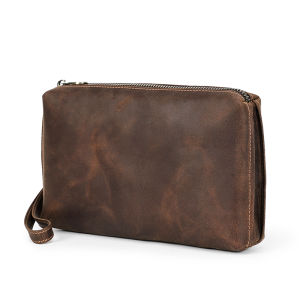 กระเป๋าแบบคลัตช์รองเท้าผู้ชาย เน็บหนังแท้ คุณภาพสูง กระเป๋าเงินทรง คลัทช์ กระเป๋าเก็บบัตร กระเป๋าโทรศัพท์ คุณภาพสูง