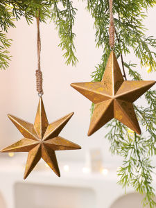 Iron Art Christmas Tree Top Star Decoration Small Pendant Ornament for Christmas Tree Scene Atmosphere Arrangement Display