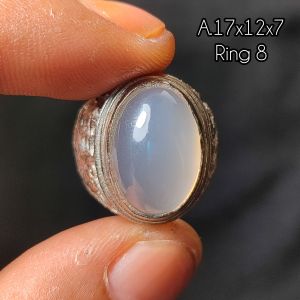 batu anggur chalcedony giwang ring alpaka / batu anggur