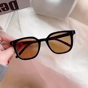 New Teal Sunglasses Retro Square Frame Sunglasses Female Fashion Hundred Mens Glasses〔CC55〕
