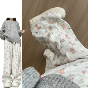 Loose Casual Pants Womens Spring Summer New Style Sambe Pants Dog Print High Waist Straight Leg Pants Korean Style