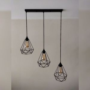 Lampu gantung hias minimalis ruang dapur diamond gold isi 3