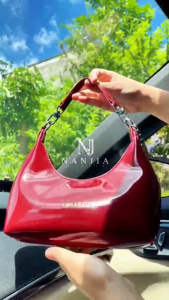 NANJIA NEW Women Leather Crossbody Bag Casual Chain Small Shoulder Bag Girl Dating Purse Bag Fashion Shoulder Bag